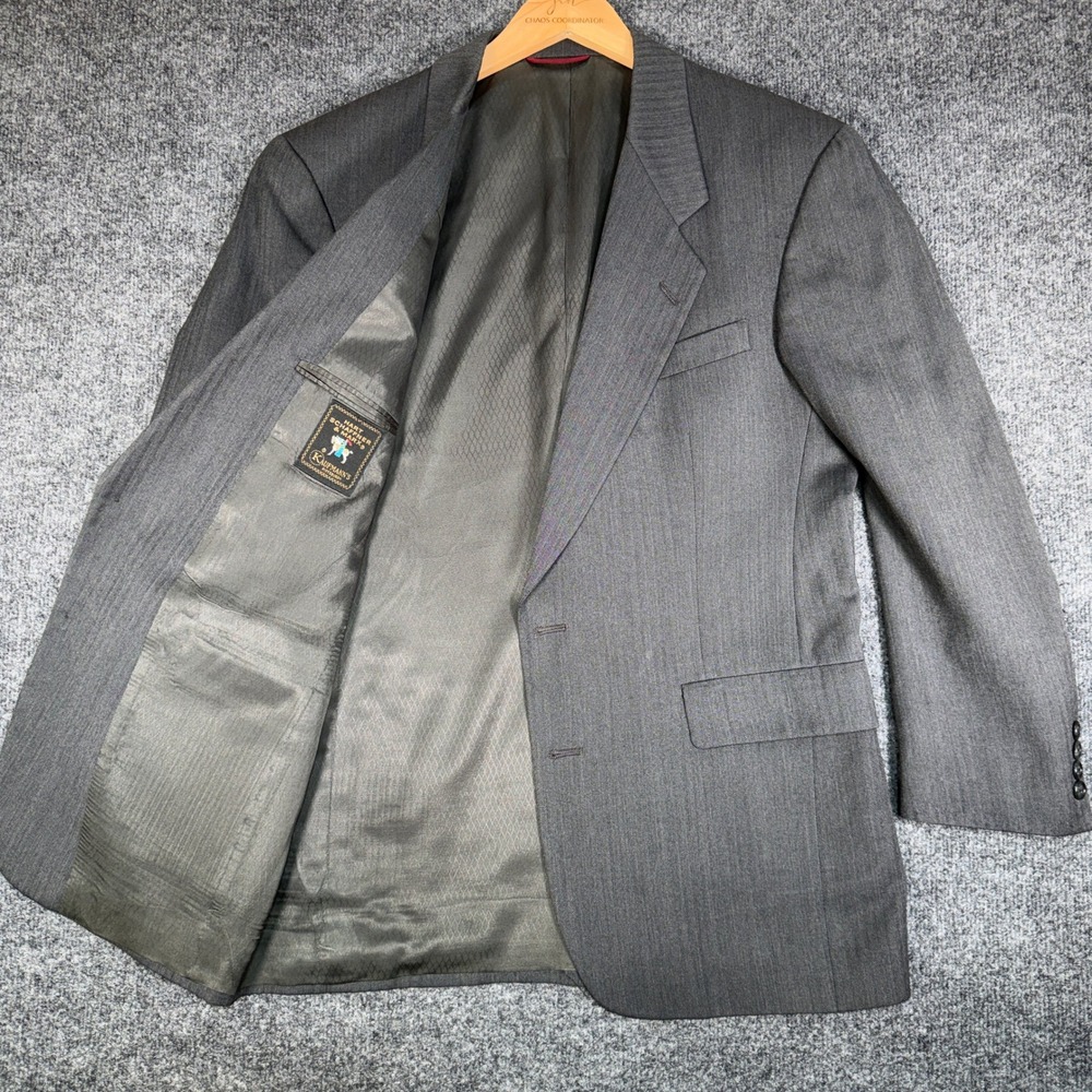 Hart Schaffner & Marx Herringbone Blazer Mens 39R Gray Wool Sport Coat
